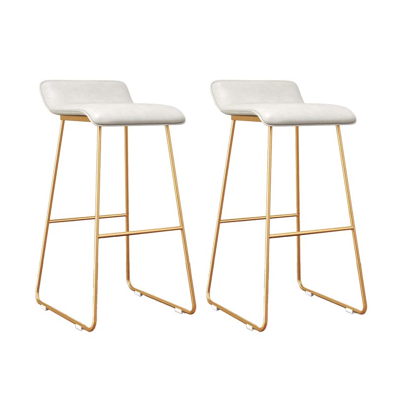 Modern Style Metal Bar Stool Leather Low Back Counter Stool for Restaurant