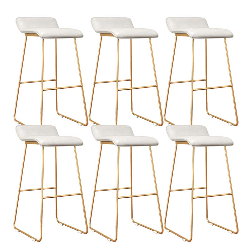 Modern Style Metal Bar Stool Leather Low Back Counter Stool for Restaurant