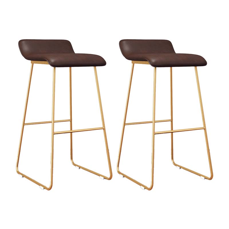Modern Style Metal Bar Stool Leather Low Back Counter Stool for Restaurant