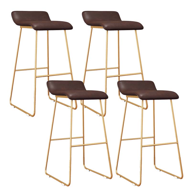 Modern Style Metal Bar Stool Leather Low Back Counter Stool for Restaurant