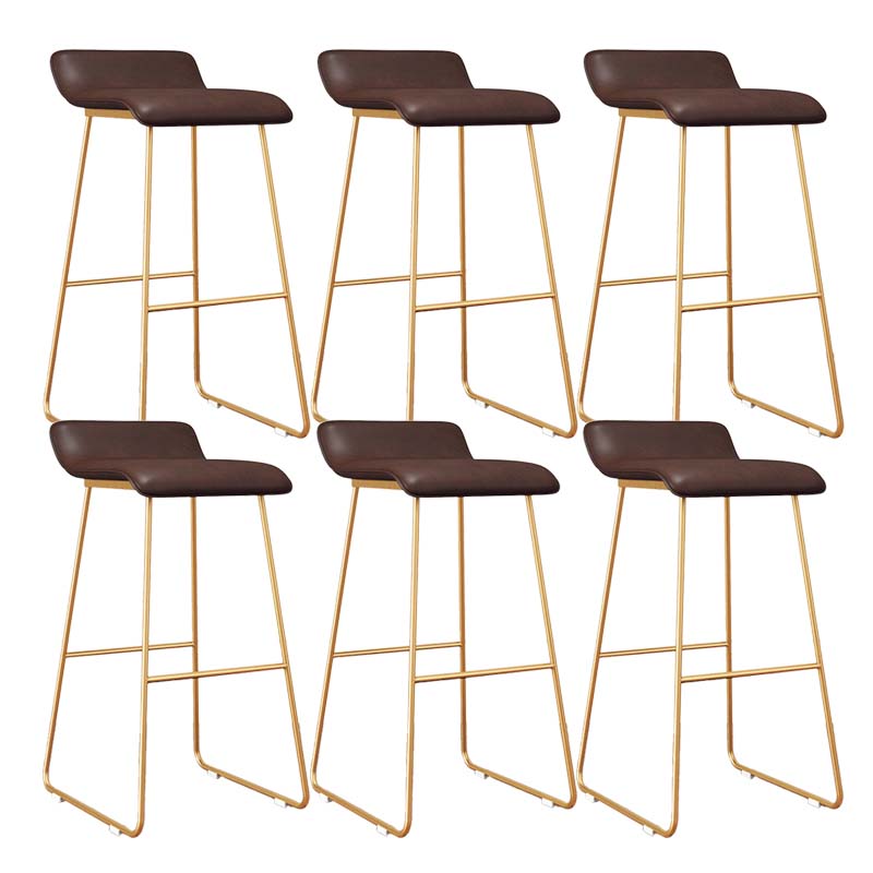 Modern Style Metal Bar Stool Leather Low Back Counter Stool for Restaurant
