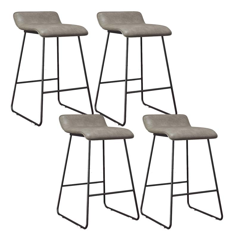Modern Style Metal Bar Stool Leather Low Back Counter Stool for Restaurant