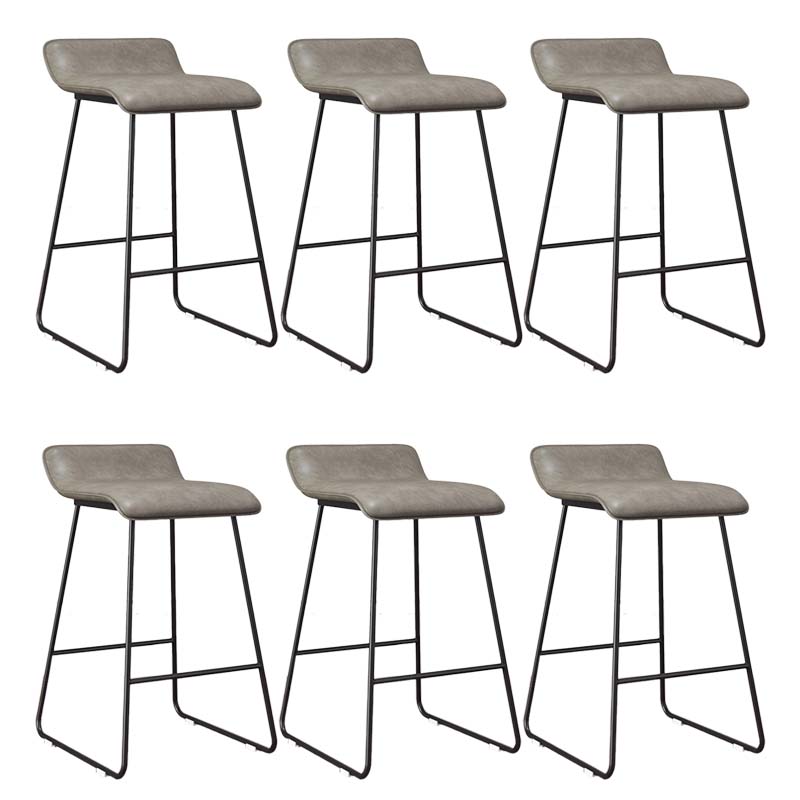 Modern Style Metal Bar Stool Leather Low Back Counter Stool for Restaurant