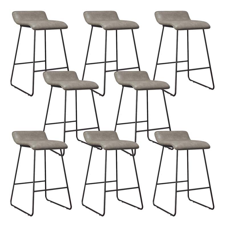 Modern Style Metal Bar Stool Leather Low Back Counter Stool for Restaurant