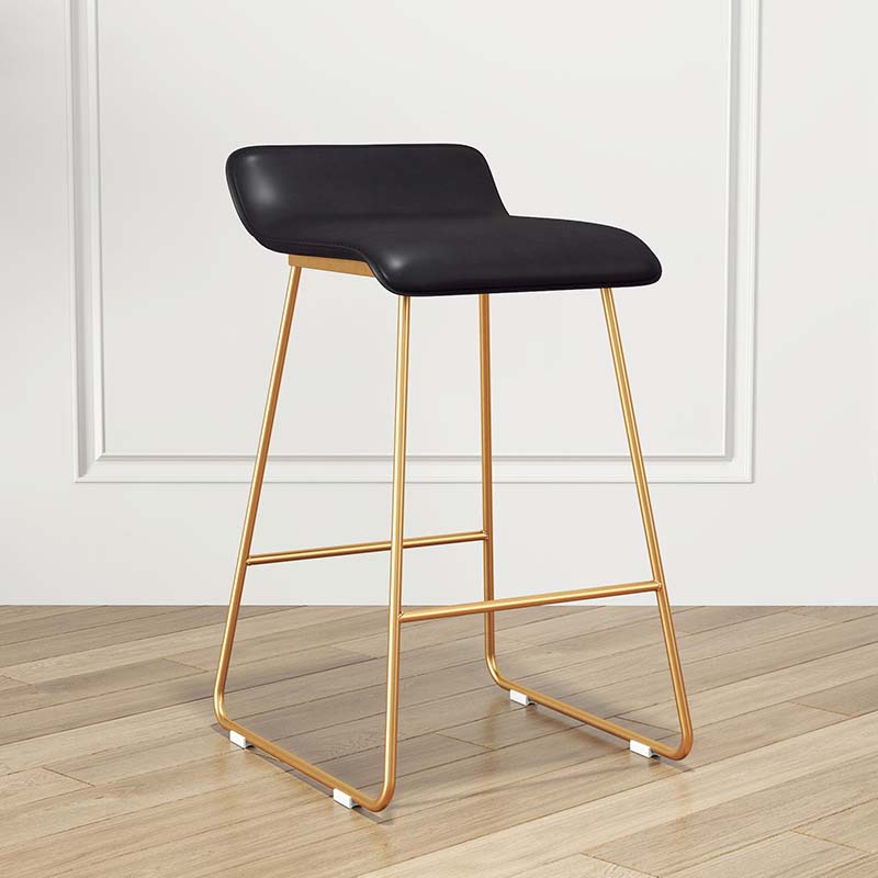 Modern Style Metal Bar Stool Leather Low Back Counter Stool for Restaurant