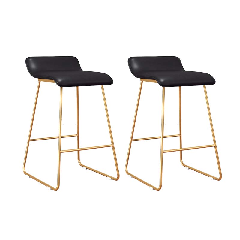 Modern Style Metal Bar Stool Leather Low Back Counter Stool for Restaurant