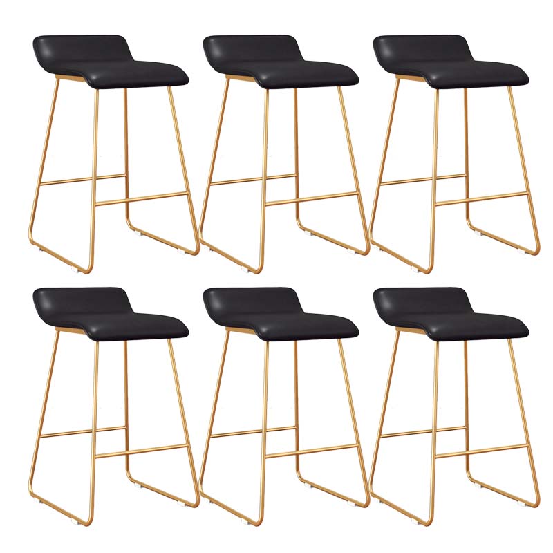 Modern Style Metal Bar Stool Leather Low Back Counter Stool for Restaurant