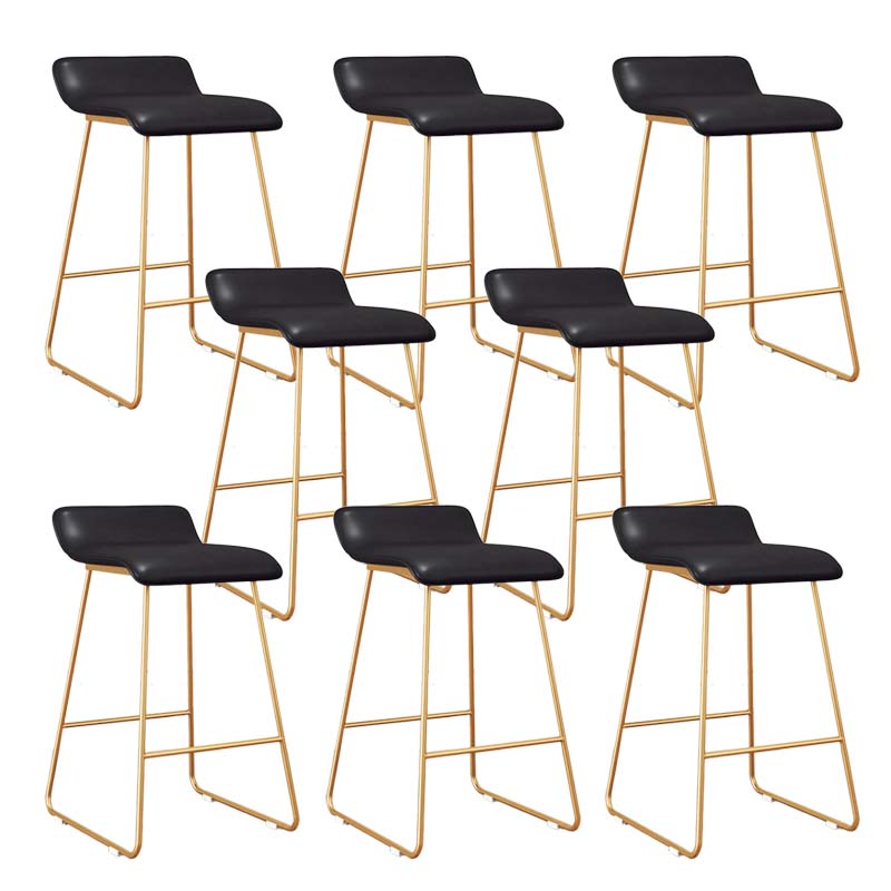 Modern Style Metal Bar Stool Leather Low Back Counter Stool for Restaurant