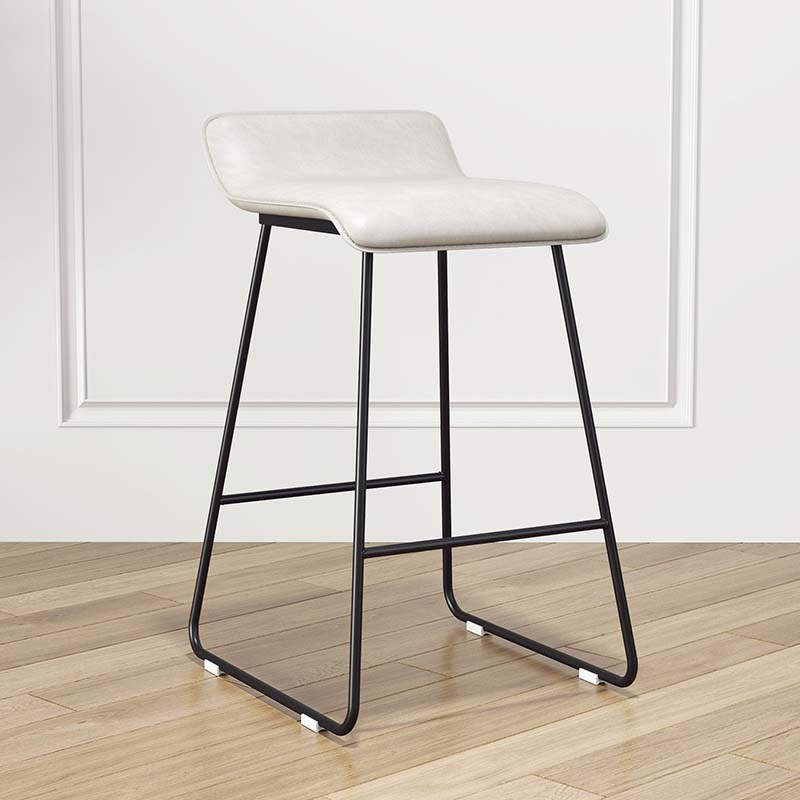 Modern Style Metal Bar Stool Leather Low Back Counter Stool for Restaurant