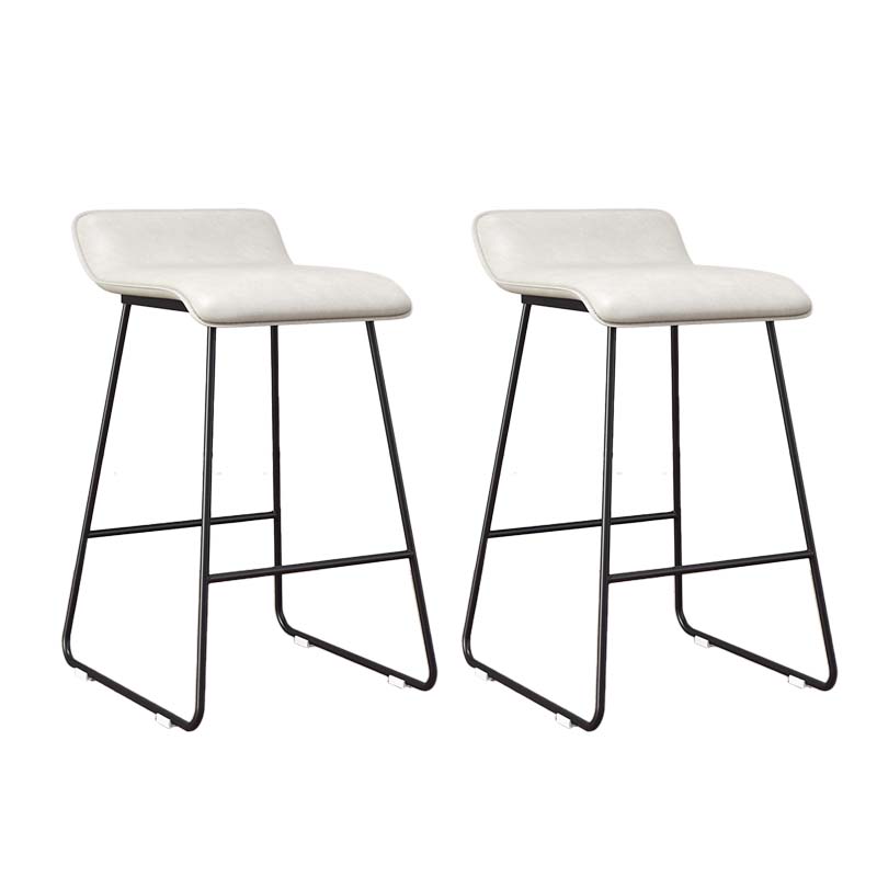 Modern Style Metal Bar Stool Leather Low Back Counter Stool for Restaurant