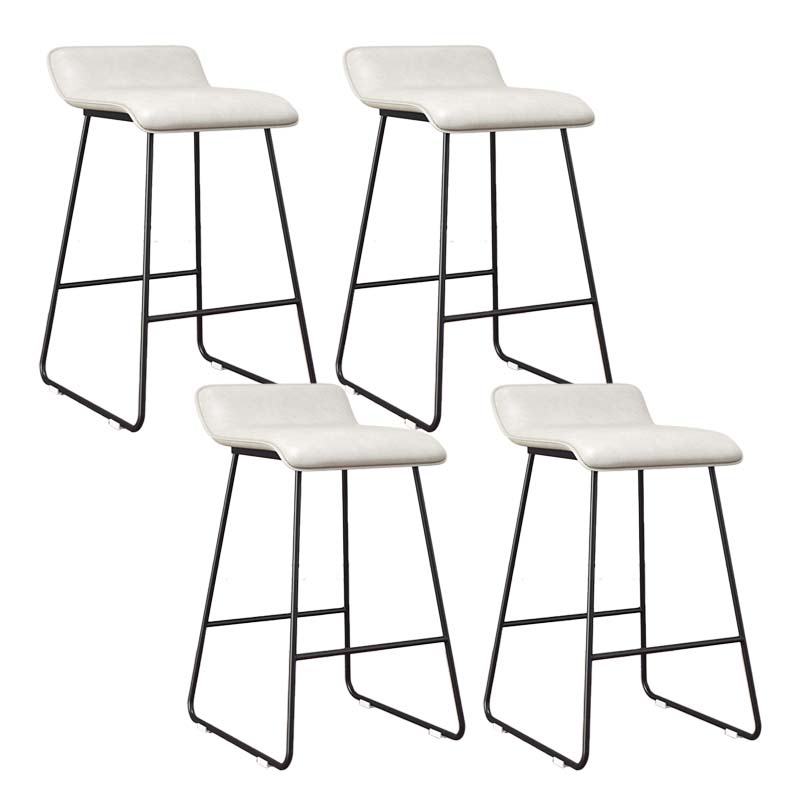 Modern Style Metal Bar Stool Leather Low Back Counter Stool for Restaurant