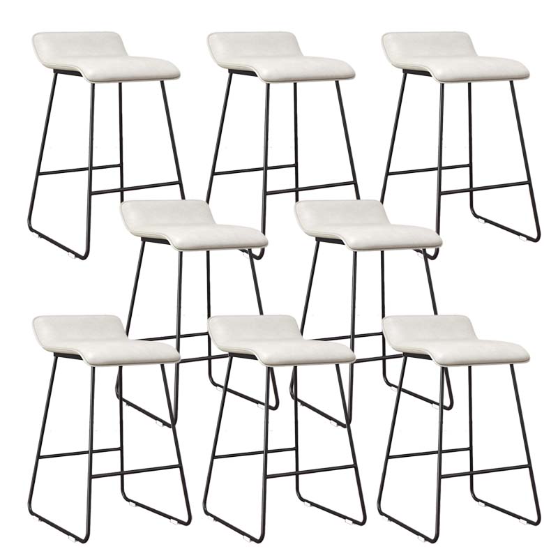 Modern Style Metal Bar Stool Leather Low Back Counter Stool for Restaurant
