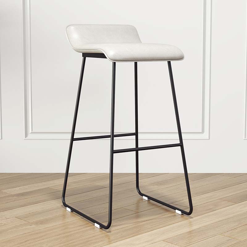 Modern Style Metal Bar Stool Leather Low Back Counter Stool for Restaurant