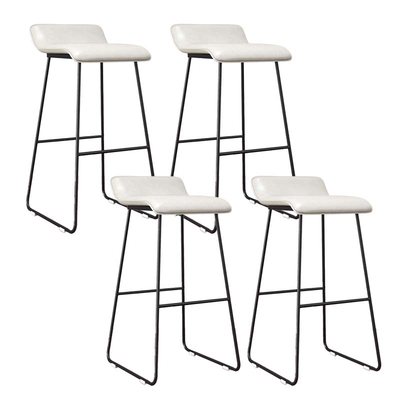Modern Style Metal Bar Stool Leather Low Back Counter Stool for Restaurant