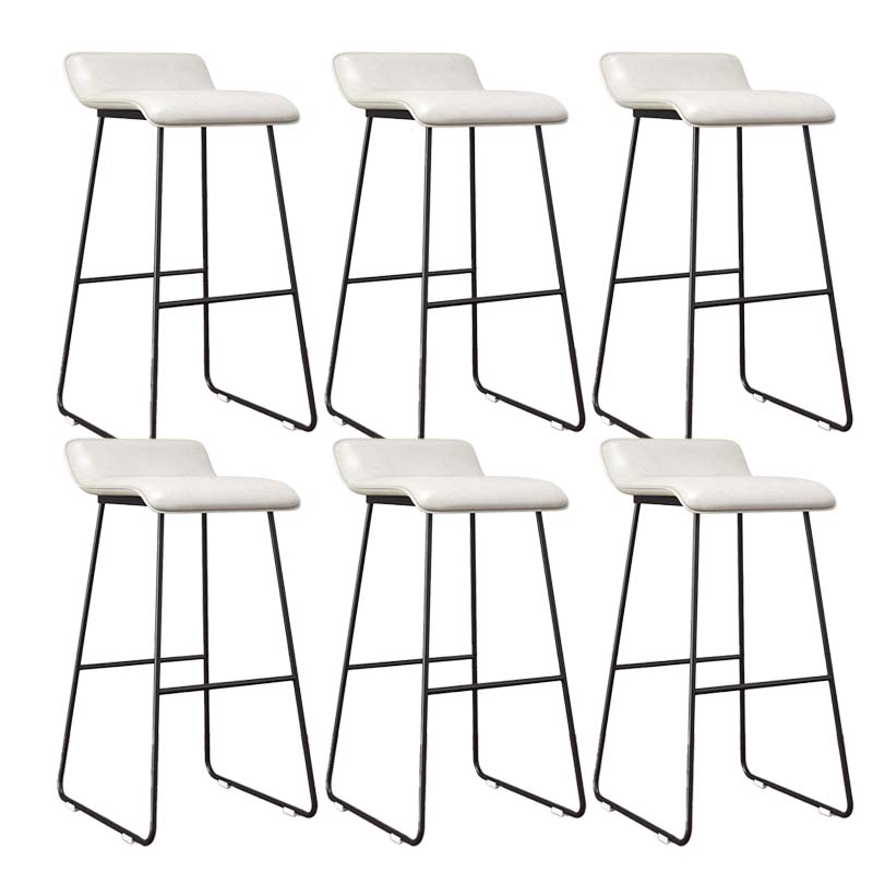 Modern Style Metal Bar Stool Leather Low Back Counter Stool for Restaurant