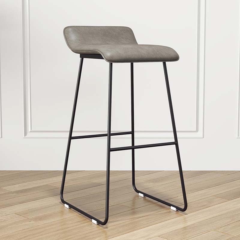 Modern Style Metal Bar Stool Leather Low Back Counter Stool for Restaurant