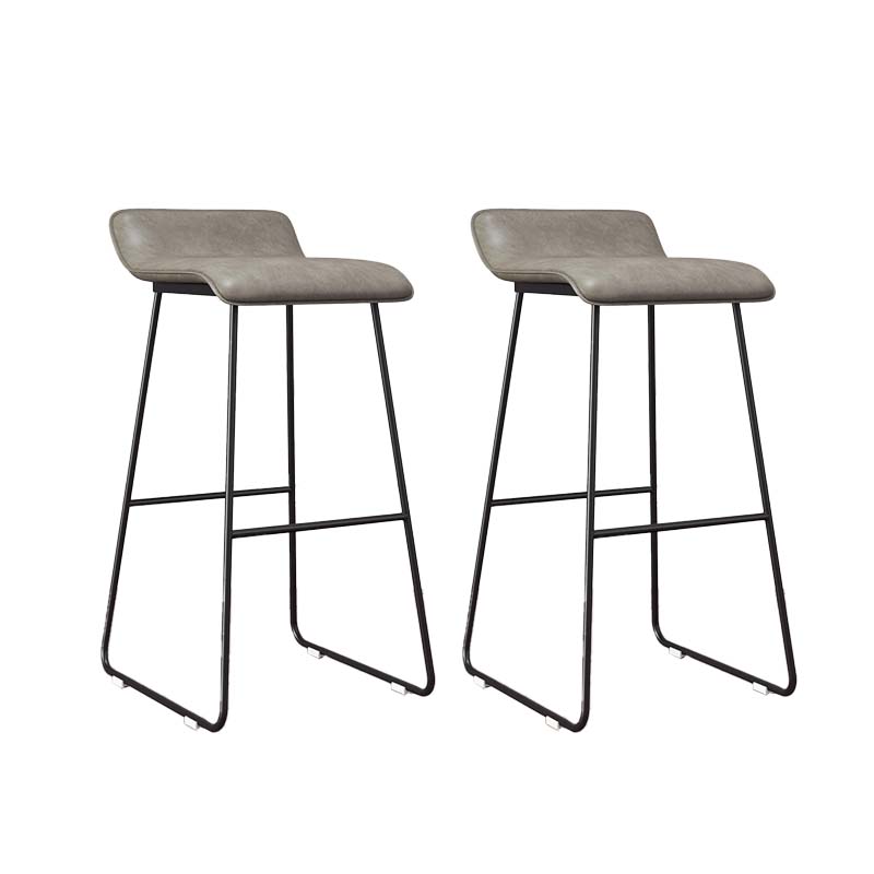 Modern Style Metal Bar Stool Leather Low Back Counter Stool for Restaurant