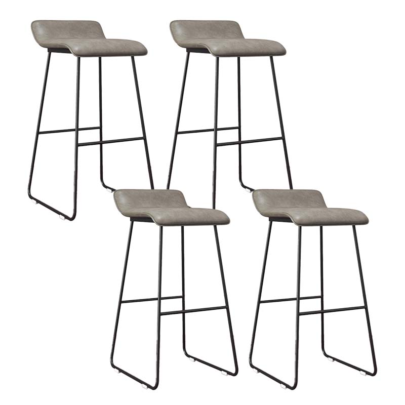Modern Style Metal Bar Stool Leather Low Back Counter Stool for Restaurant