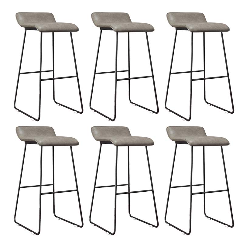 Modern Style Metal Bar Stool Leather Low Back Counter Stool for Restaurant