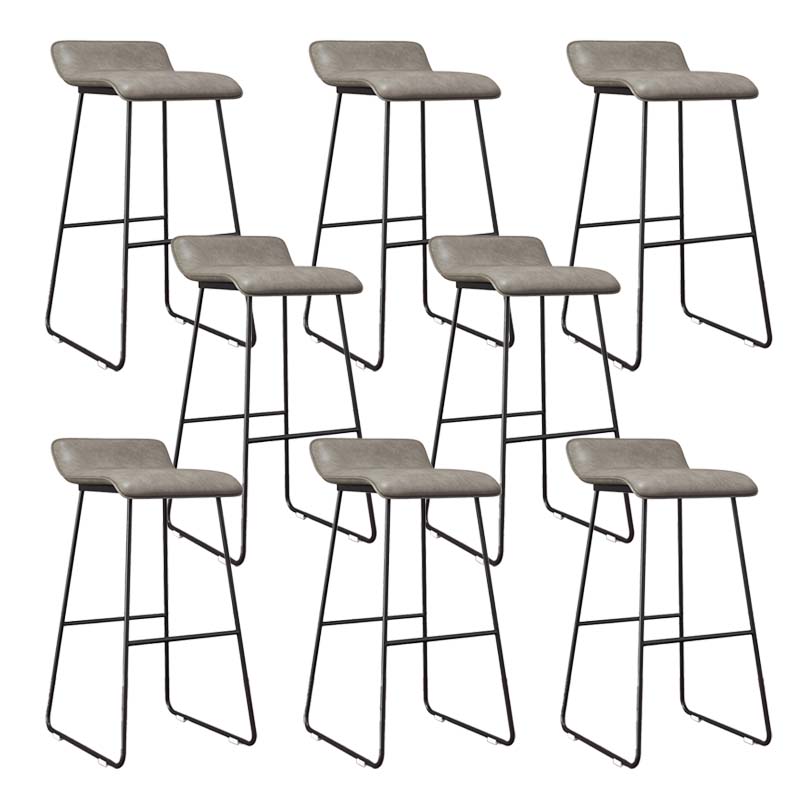 Modern Style Metal Bar Stool Leather Low Back Counter Stool for Restaurant