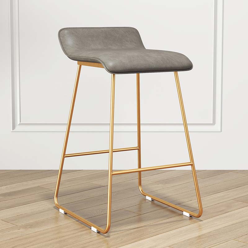 Modern Style Metal Bar Stool Leather Low Back Counter Stool for Restaurant