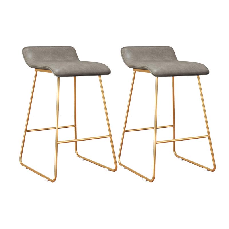 Modern Style Metal Bar Stool Leather Low Back Counter Stool for Restaurant