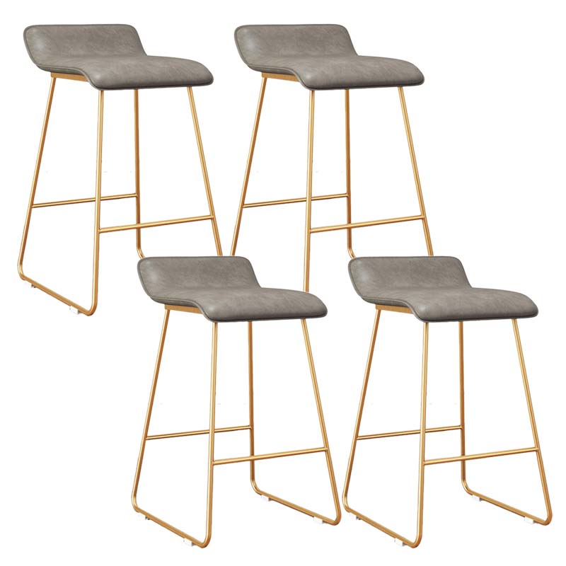 Modern Style Metal Bar Stool Leather Low Back Counter Stool for Restaurant