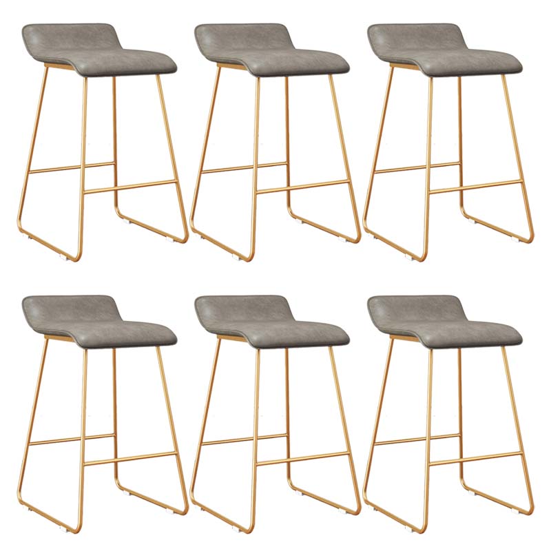 Modern Style Metal Bar Stool Leather Low Back Counter Stool for Restaurant