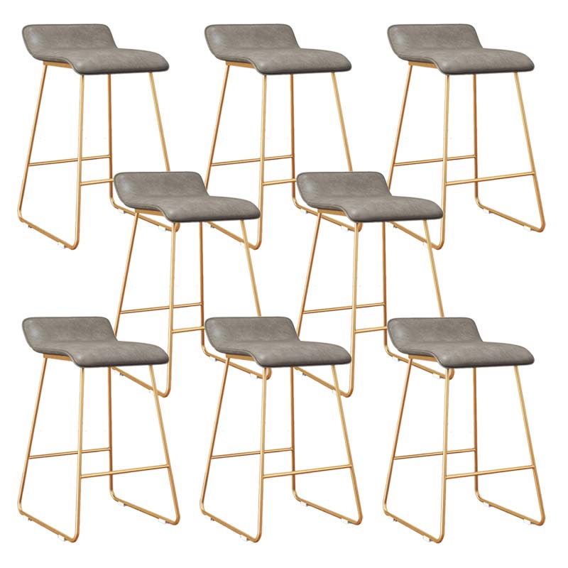 Modern Style Metal Bar Stool Leather Low Back Counter Stool for Restaurant