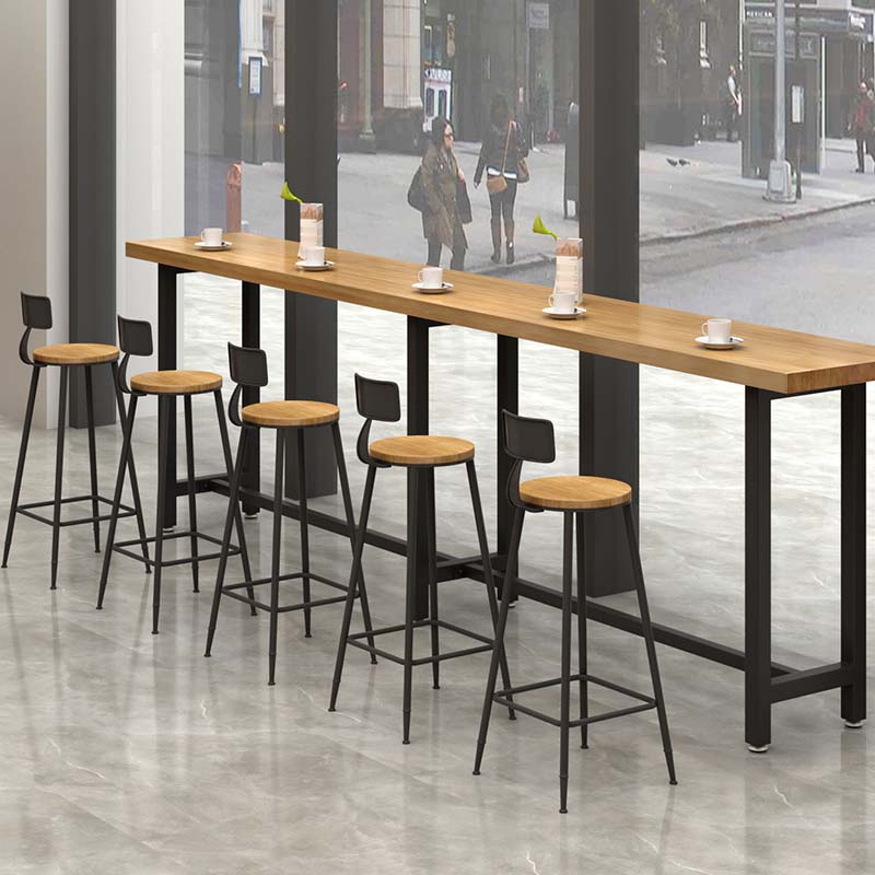 Contemporary Bar Stool Backrest Barstool with Black Metal Legs