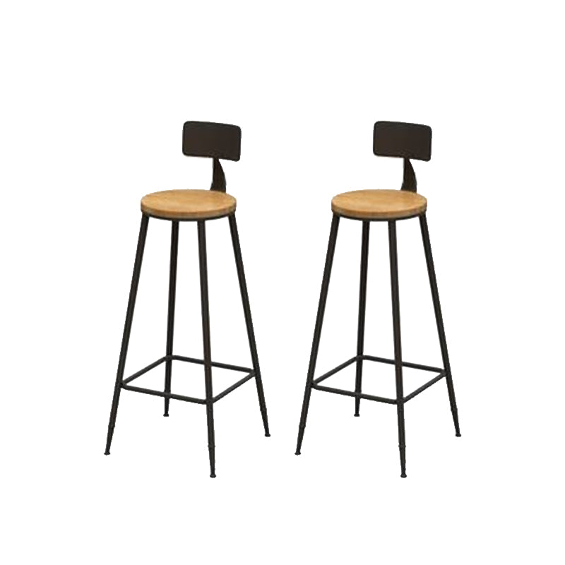 Contemporary Bar Stool Backrest Barstool with Black Metal Legs