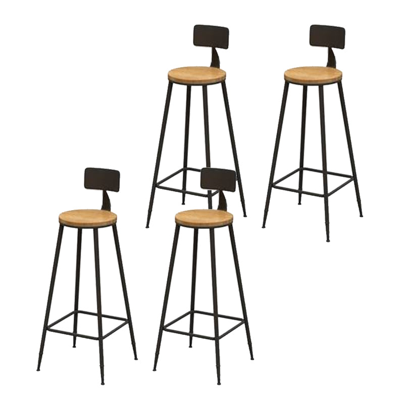 Contemporary Bar Stool Backrest Barstool with Black Metal Legs