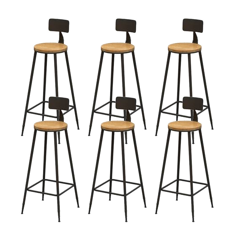 Contemporary Bar Stool Backrest Barstool with Black Metal Legs