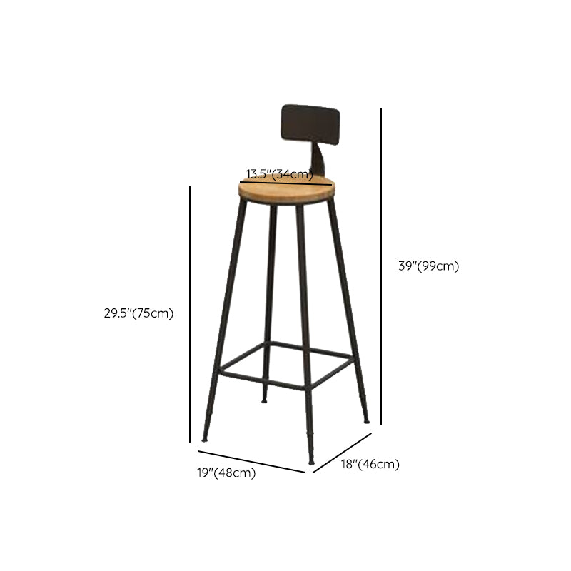 Contemporary Bar Stool Backrest Barstool with Black Metal Legs