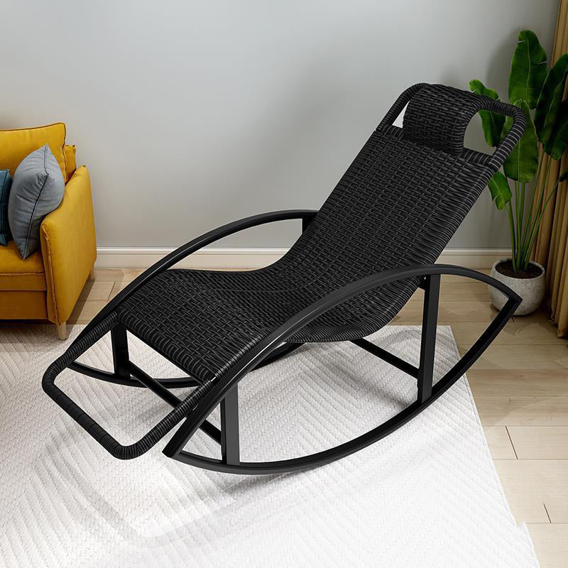 Creative Recliner Chair Wicker Outdoor Rocker Chair with Dark Legs