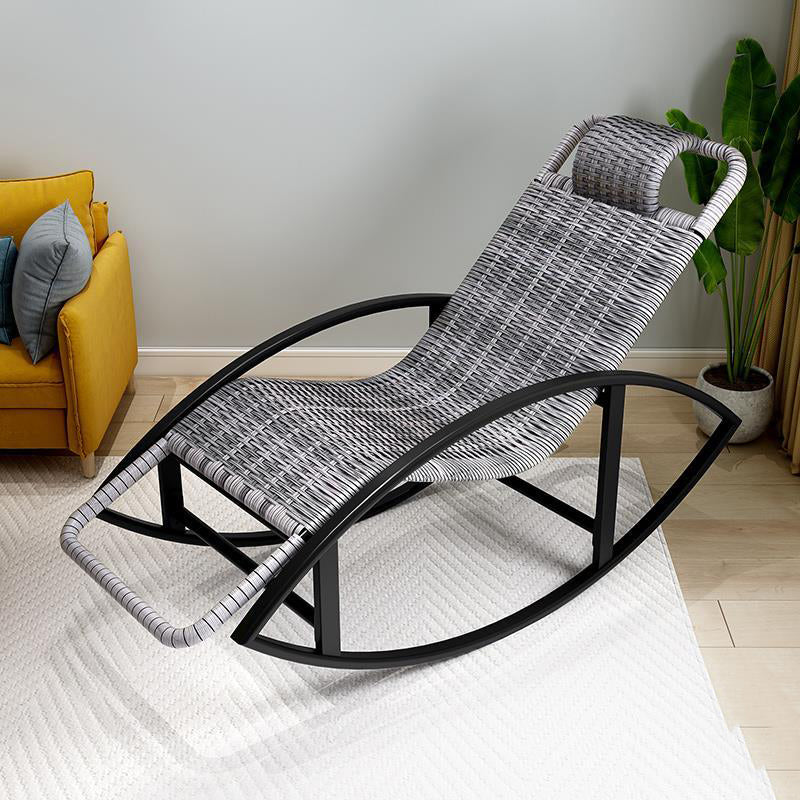Creative Recliner Chair Wicker Outdoor Rocker Chair with Dark Legs