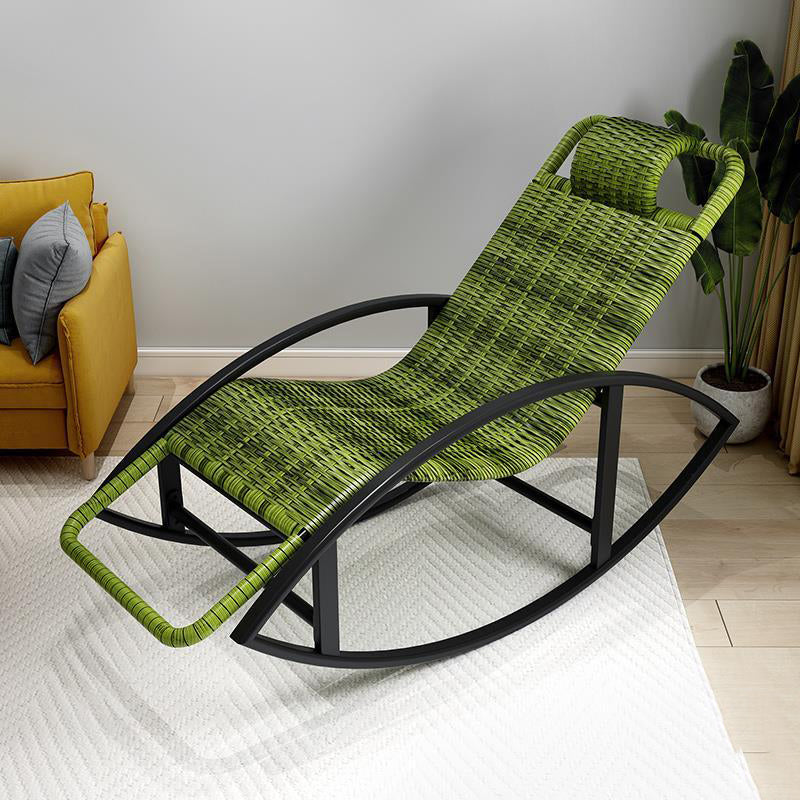 Creative Recliner Chair Wicker Outdoor Rocker Chair with Dark Legs