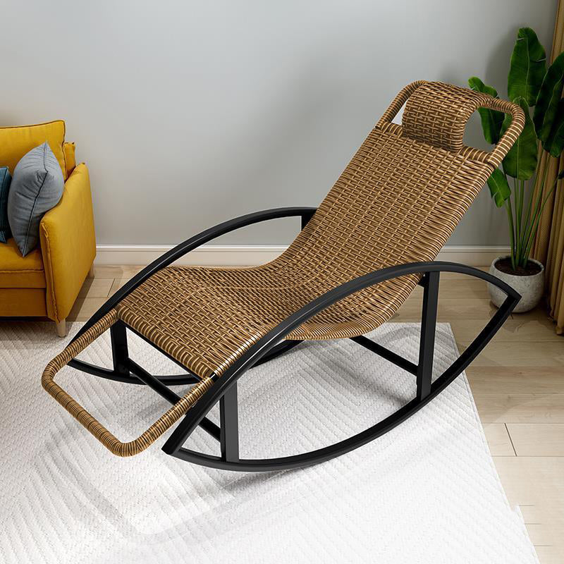 Creative Recliner Chair Wicker Outdoor Rocker Chair with Dark Legs