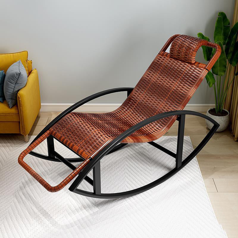 Creative Recliner Chair Wicker Outdoor Rocker Chair with Dark Legs