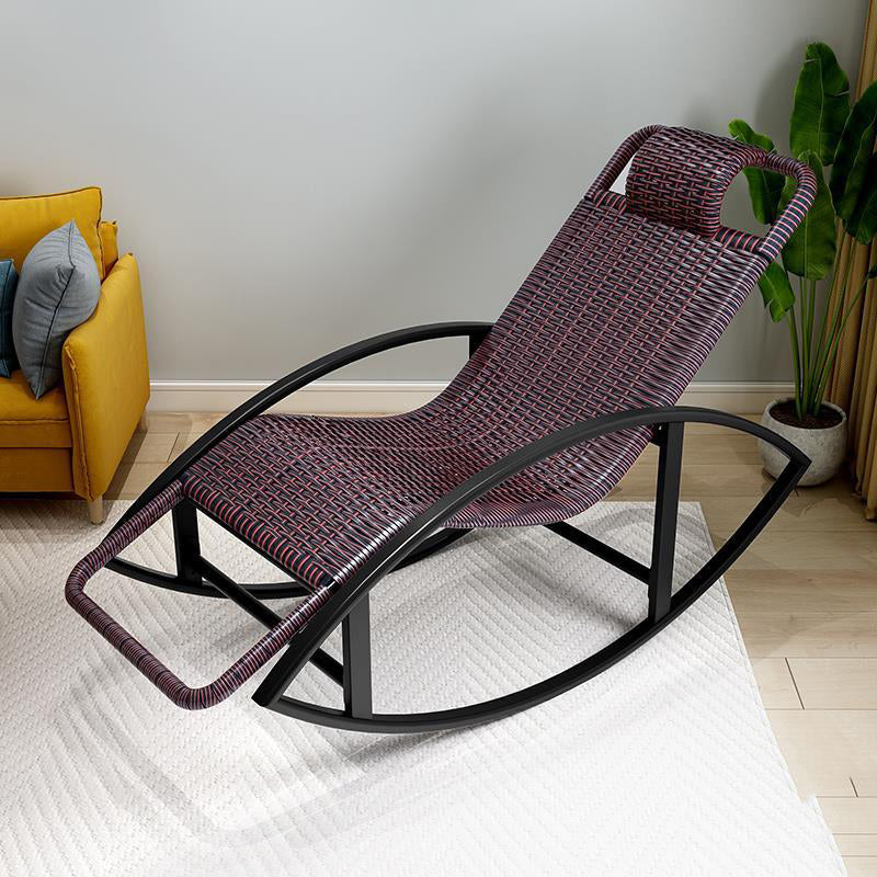 Creative Recliner Chair Wicker Outdoor Rocker Chair with Dark Legs