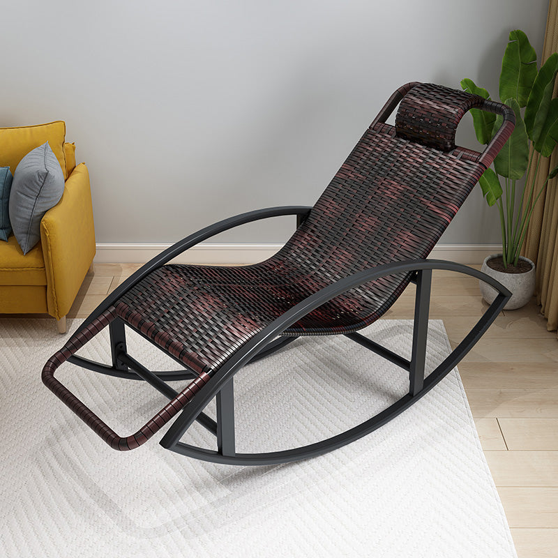 Creative Recliner Chair Wicker Outdoor Rocker Chair with Dark Legs