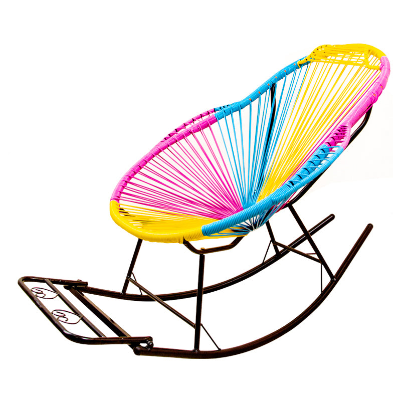 Contemporary Rocking Chair Rattan Metal Frame Wing Chair Back Indoor Rocking Chair