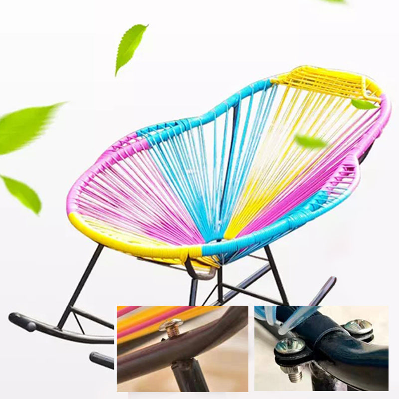 Contemporary Rocking Chair Rattan Metal Frame Wing Chair Back Indoor Rocking Chair