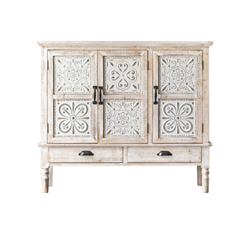 Industrial Wood Accent Cabinet White Accent Cabinet in Distressed Finish