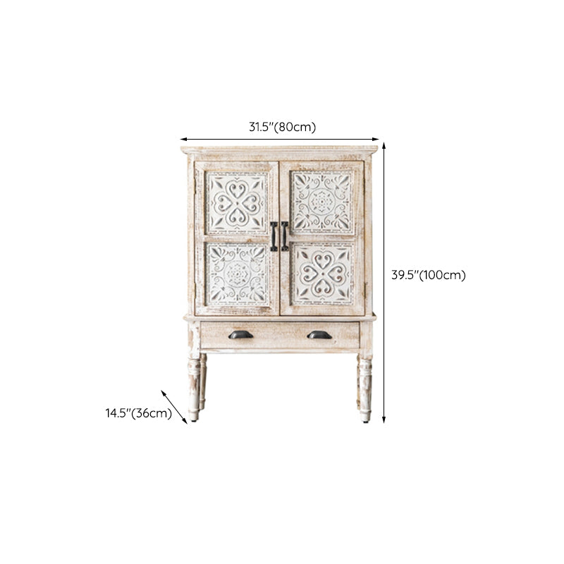 Industrial Wood Accent Cabinet White Accent Cabinet in Distressed Finish