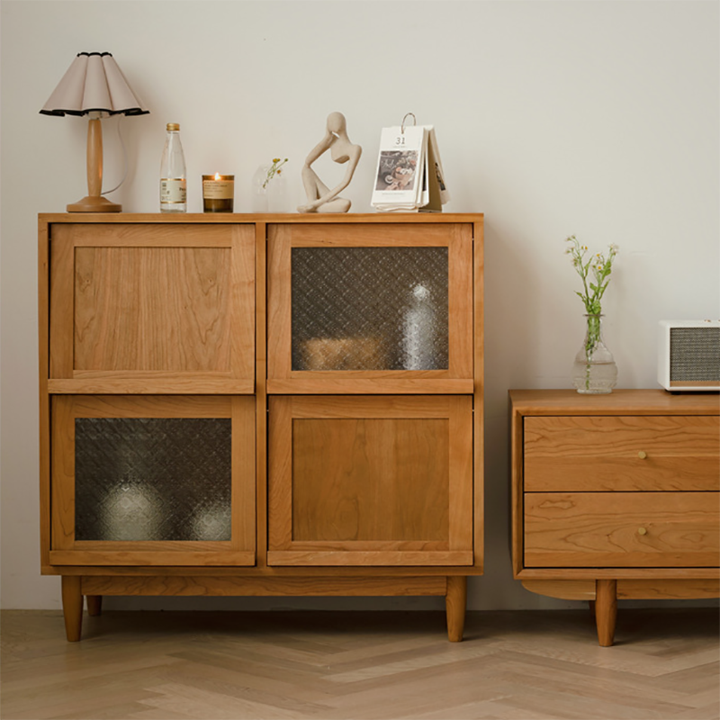 Modern & Contemporary Cabinet Square Glass Paned Bar Pulls Straight Legs Accent Cabinet