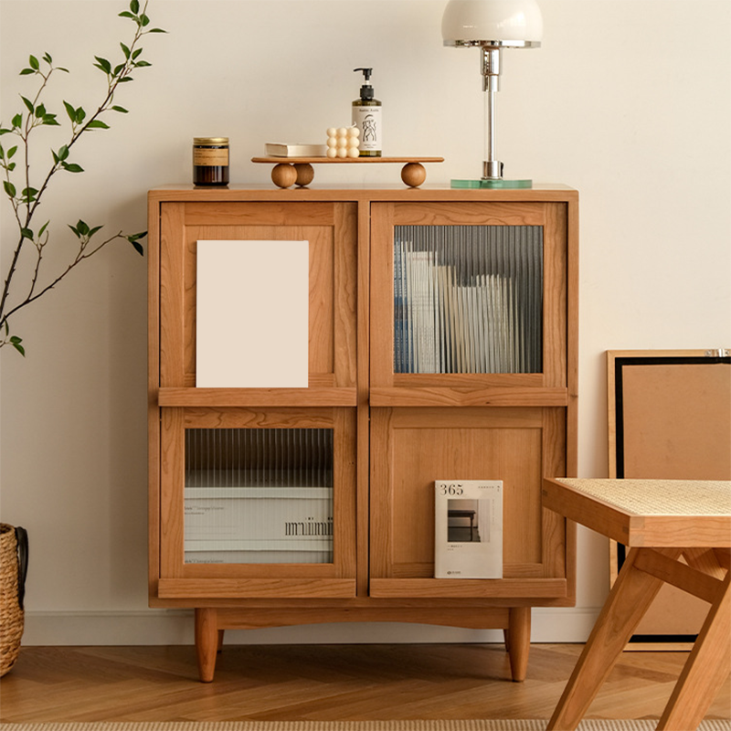 Modern & Contemporary Cabinet Square Glass Paned Bar Pulls Straight Legs Accent Cabinet