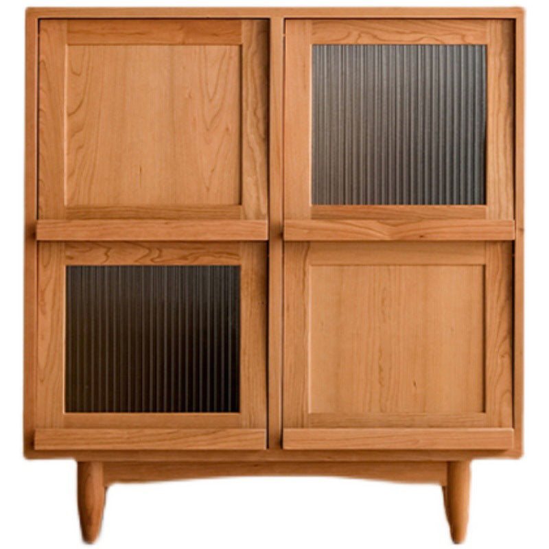 Modern & Contemporary Cabinet Square Glass Paned Bar Pulls Straight Legs Accent Cabinet