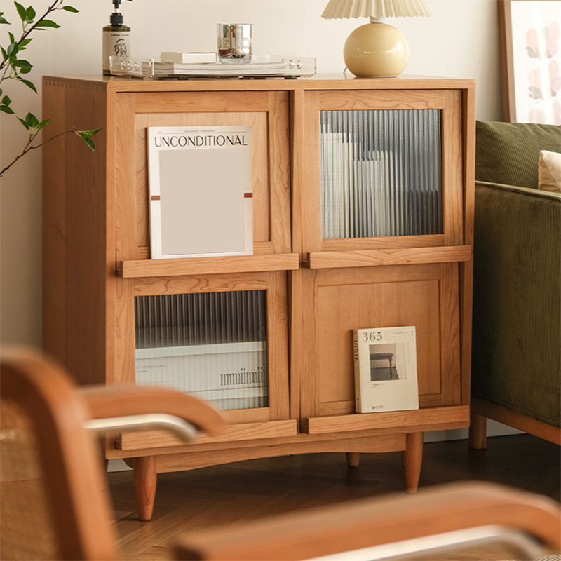 Modern & Contemporary Cabinet Square Glass Paned Bar Pulls Straight Legs Accent Cabinet