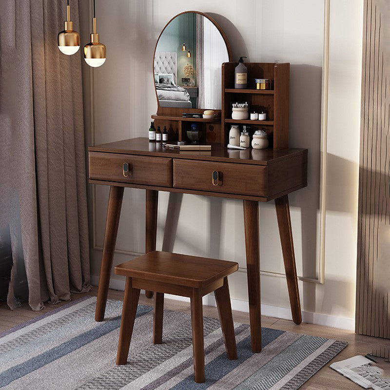 Scandinavian Rubberwood  Makeup Counter 2 Drawers Vanity Dressing Table